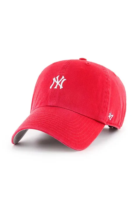 Бавовняна бейсболка 47 brand MLB New York Yankees колір червоний з аплікацією B-BSRNR17GWS-RDA