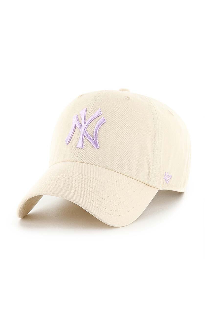 47 brand czapka z daszkiem MLB New York Yankees kolor beżowy z aplikacją B-NLRGW17GWS-NTP