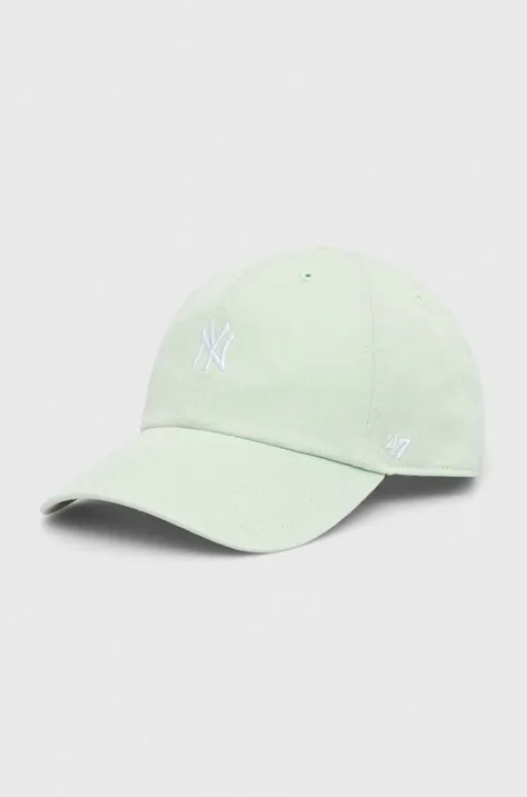 47 brand czapka z daszkiem bawełniana MLB New York Yankees kolor zielony z aplikacją B-BSRNR17GWS-B0