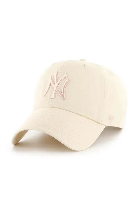 47 brand czapka z daszkiem MLB New York Yankees kolor beżowy z aplikacją B-NLRGW17GWS-NTN