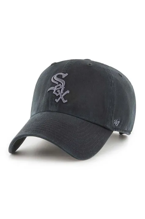 Бавовняна бейсболка 47 brand MLB Chicago White Sox колір чорний з аплікацією B-RGW06GWS-BKG