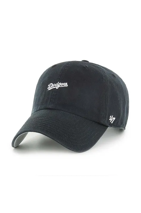 Памучна шапка с козирка 47 brand MLB Los Angeles Dodgers в черно с апликация B-BSRNS12GWS-BKA