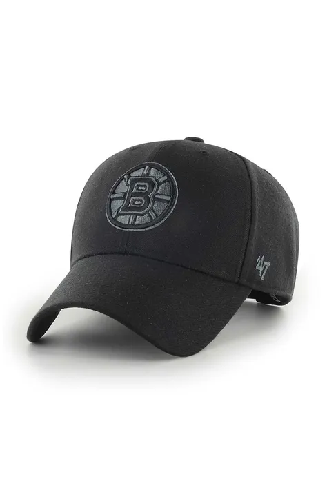 47 brand sapca NHL Boston Bruins culoarea negru, cu imprimeu, H-MVPSP01WBP-BKC