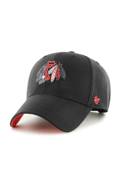 Kapa s šiltom 47 brand NHL Chicago Blackhawks črna barva, HVIN-SUMVP04WBP-BK94