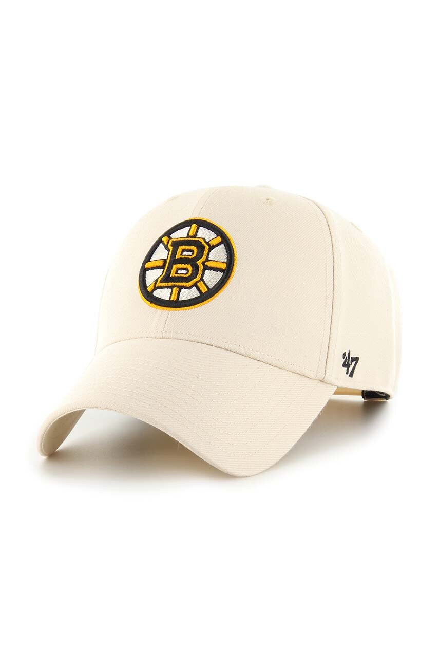 47 brand sapca NHL Boston Bruins culoarea bej, cu imprimeu, H-MVPSP01WBP-NTA