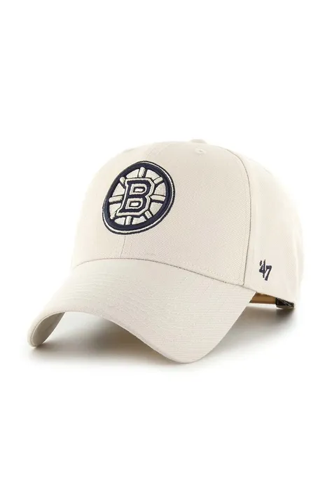 47 brand czapka z daszkiem NHL Boston Bruins kolor beżowy z aplikacją H-MVPSP01WBP-BN