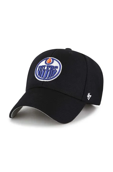Шапка с козирка 47 brand NHL Edmonton Oilers в черно с апликация H-MVP06WBV-BKH