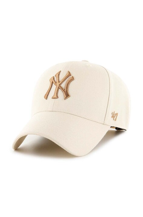 47 brand Šiltovka 47 brand MLB New York Yankees béžová farba, s nášivkou, B-MVPSP17WBP-NTU