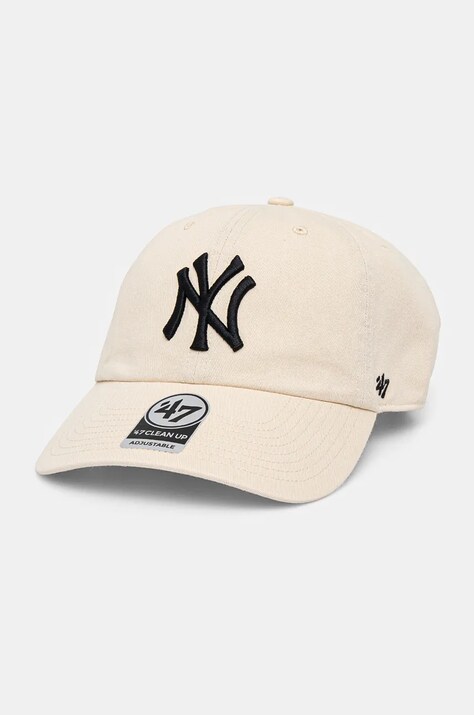 Βαμβακερό καπέλο του μπέιζμπολ 47 brand MLB New York Yankees χρώμα: μπεζ, B-RGW17GWS-NTB