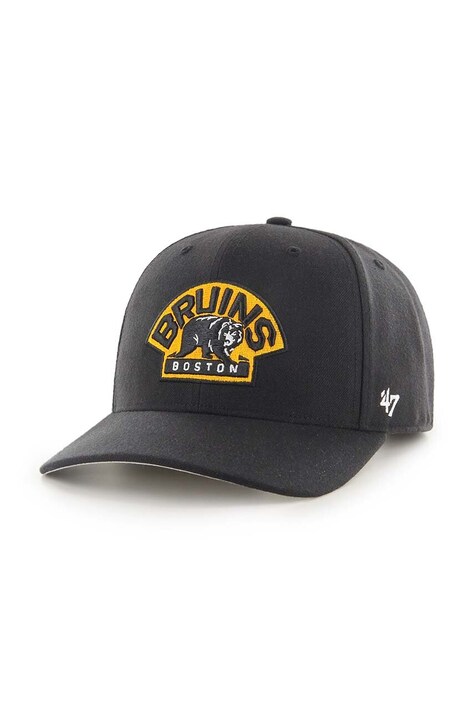 Шапка с козирка 47 brand NHL Boston Bruins в черно с апликация H-CLZOE01WBP-BKA
