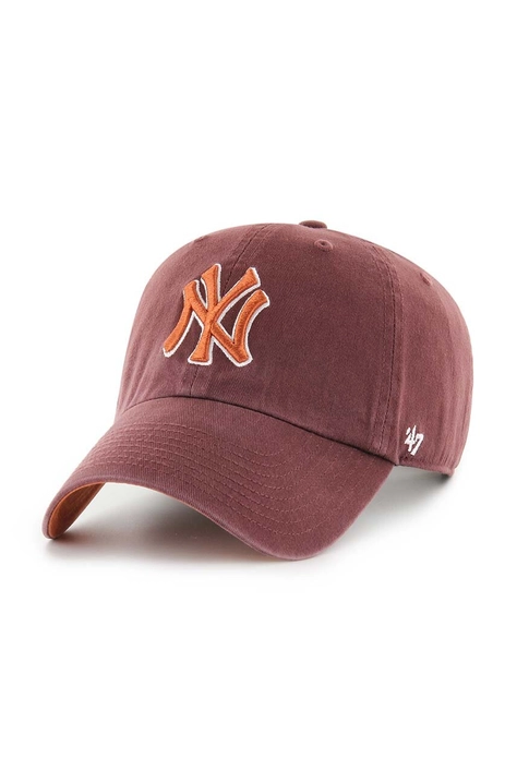 Βαμβακερό καπέλο του μπέιζμπολ 47 brand MLB New York Yankees χρώμα: καφέ, B-BLPRK17GWS-N0