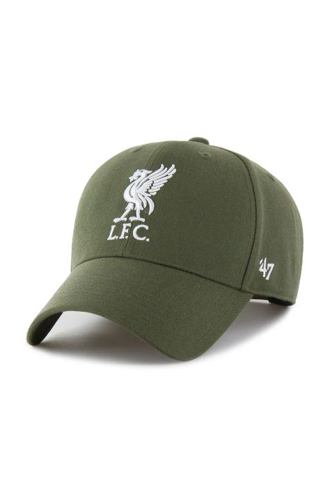 47 brand czapka z daszkiem z domieszką wełny Liverpool FC kolor zielony z aplikacją EPL-MVPSP04WBP-SWA