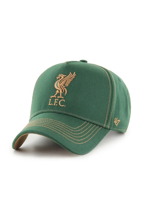 Bavlněná baseballová čepice 47 brand Liverpool FC zelená barva, s aplikací, EPL-CONDT04GWS-DG