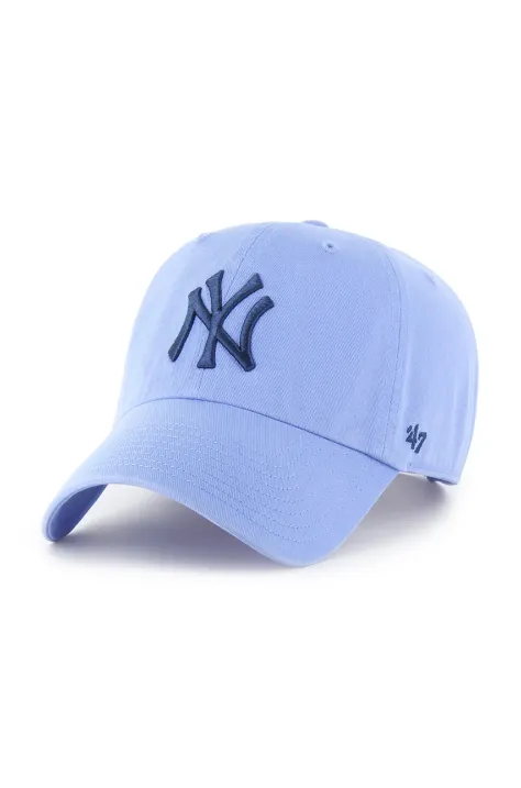 47 brand czapka z daszkiem bawełniana MLB New York Yankees kolor niebieski gładka B-RGW17GWS-A9