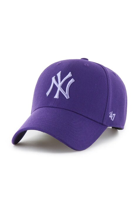 47 brand czapka z daszkiem MLB New York Yankees kolor fioletowy gładka B-MVPSP17WBP-PPC