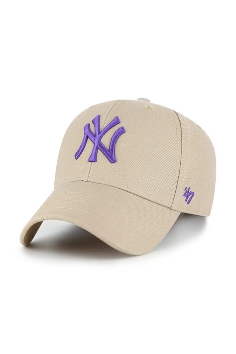 Кепка 47 brand MLB New York Yankees цвет бежевый с аппликацией B-MVPSP17WBP-KHP