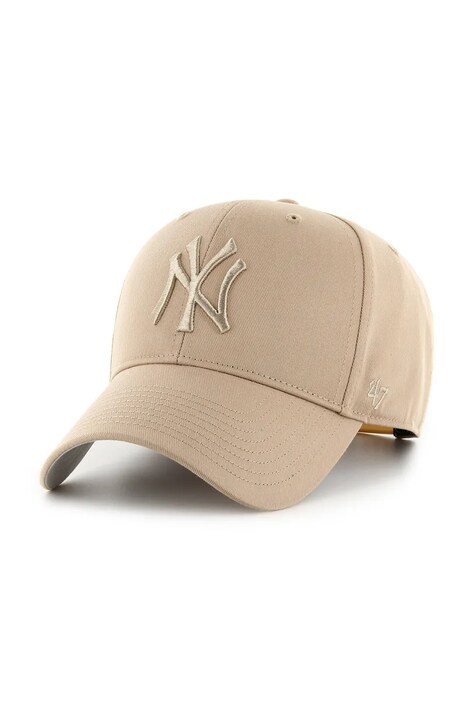 47 brand sapca MLB New York Yankees culoarea bej, neted, B-RAC17CTP-KHA