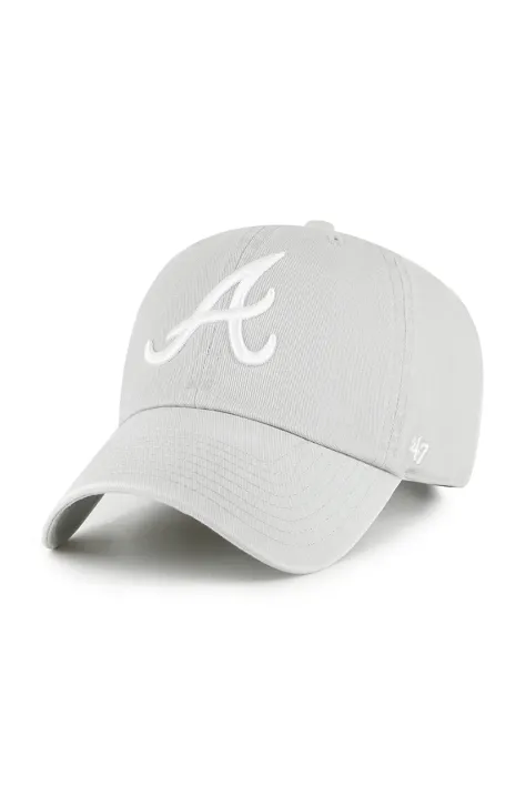 47 brand czapka z daszkiem bawełniana MLB Atlanta Braves kolor szary gładka B-RGW01GWS-GYD