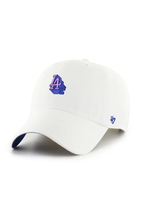 47 brand șapcă de baseball din bumbac MLB Los Angeles Dodgers culoarea alb, uni, B-CHPCU12GWS-WHA