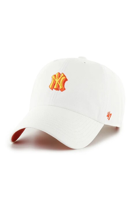 47 brand czapka z daszkiem bawełniana MLB New York Yankees kolor biały z aplikacją B-CHPCU17GWS-WH