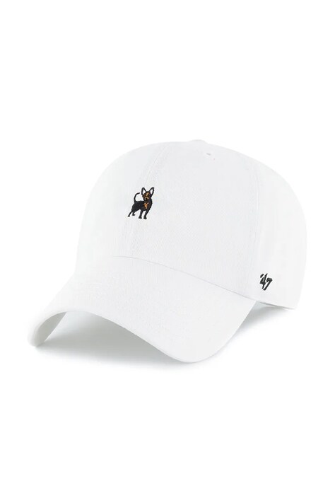 Бавовняна бейсболка 47 brand Dog Base Runner Icon колір білий однотонна XX-BSRIC1411GWS-WHE