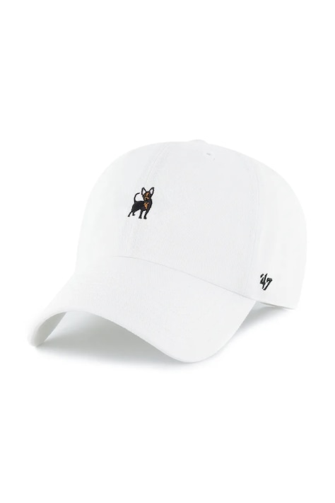 47 brand șapcă de baseball din bumbac Dog Base Runner Icon culoarea alb, uni, XX-BSRIC1411GWS-WHE