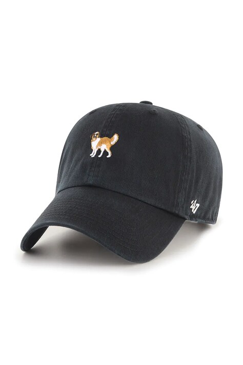 Bavlněná baseballová čepice 47 brand Dog Base Runner Icon černá barva, hladká, XX-BSRIC1411GWS-BKT