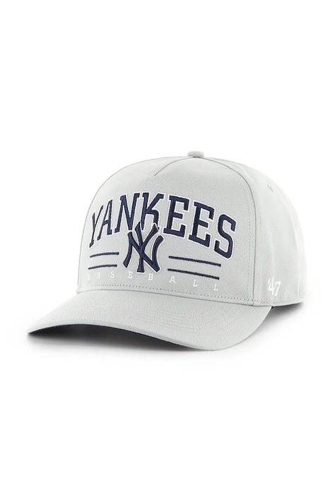 Хлопковая кепка 47 brand MLB New York Yankees цвет серый с аппликацией B-RSCOE17GWP-GY