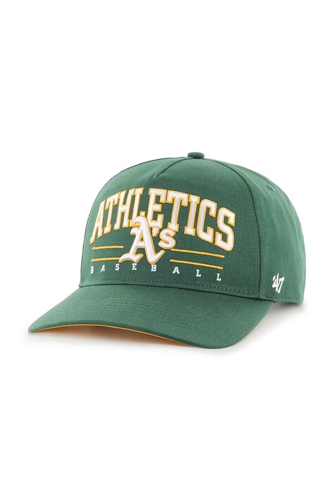 Бавовняна бейсболка 47 brand MLB Oakland Athletics колір зелений з аплікацією B-RSCOE18GWP-DG