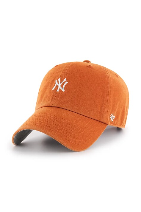 47 brand czapka z daszkiem bawełniana MLB New York Yankees kolor pomarańczowy gładka B-BSRNR17GWS-BO