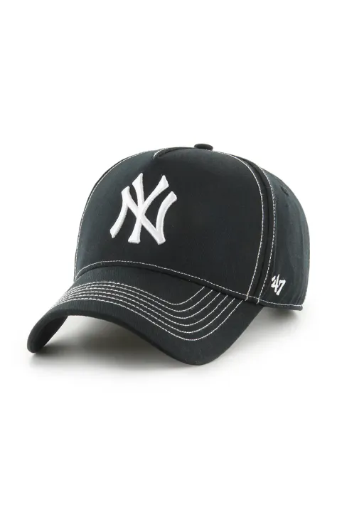 47 brand czapka z daszkiem bawełniana MLB New York Yankees kolor czarny gładka B-CONDT17GWS-BK