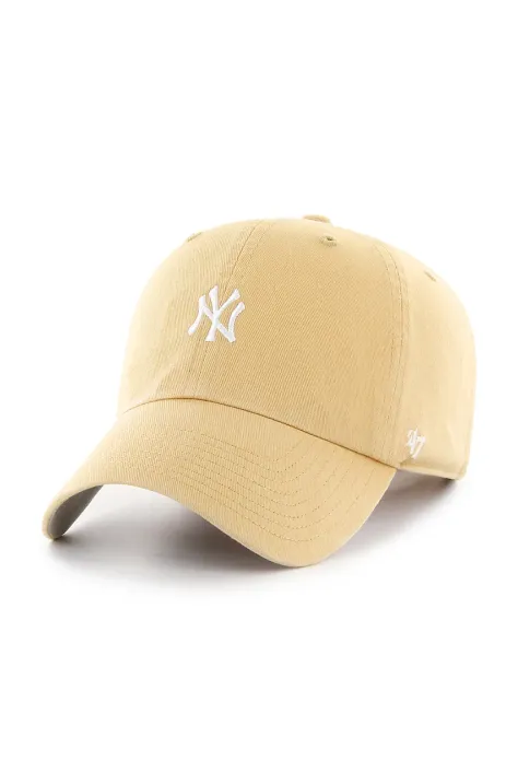 47 brand czapka z daszkiem bawełniana MLB New York Yankees kolor żółty gładka B-BSRNR17GWS-LT