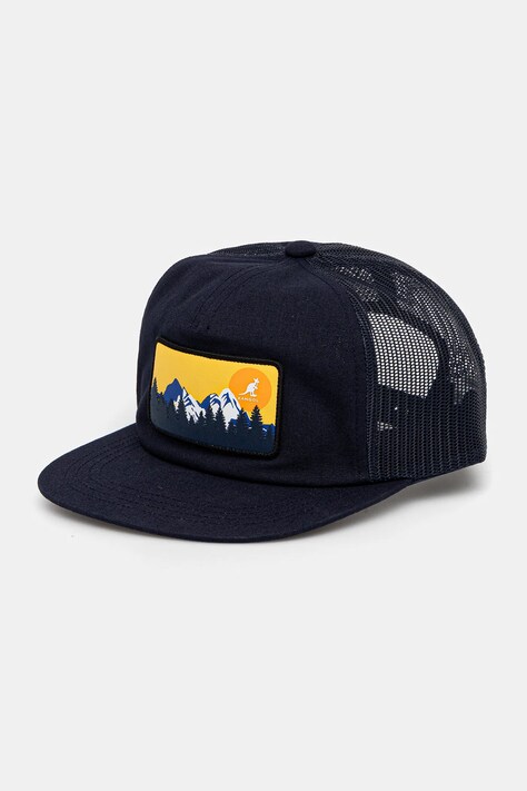 Kšiltovka Kangol OUTDOOR PATCH TRUCKER tmavomodrá barva, hladká, K5440.NV411
