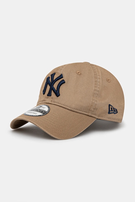 New Era șapcă de baseball din bumbac culoarea maro, neted, 60235283