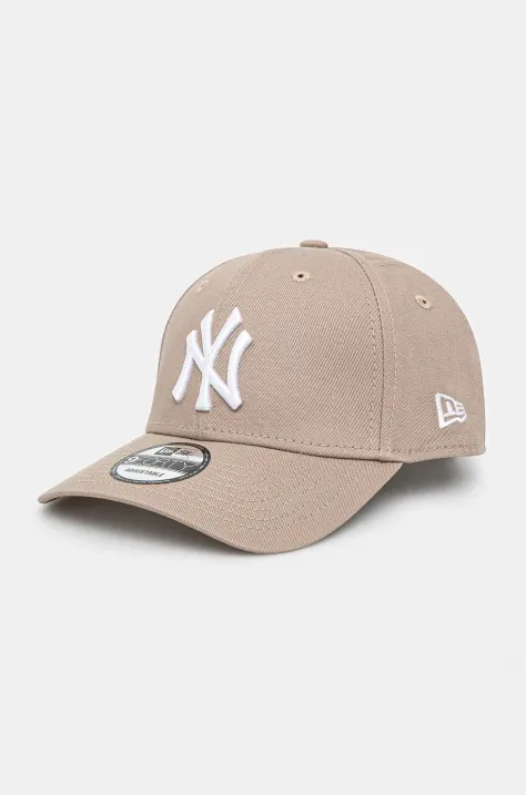 New Era șapcă de baseball din bumbac culoarea bej, neted, 60471457