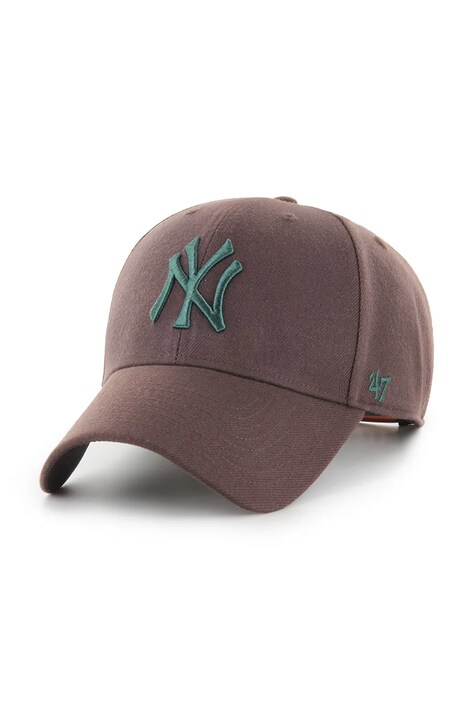 47 brand czapka z daszkiem z dodatkiem wełny MLB New York Yankees kolor brązowy B-MVPSP17WBP-BWF