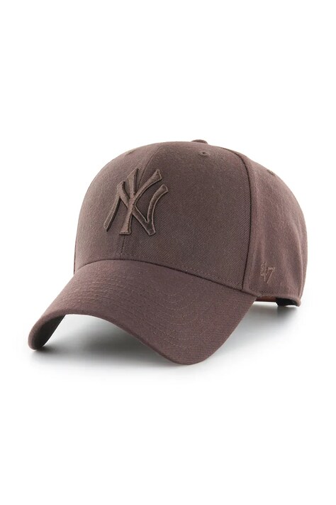 47 brand czapka z daszkiem z dodatkiem wełny MLB New York Yankees kolor brązowy B-MVPSP17WBP-BWE