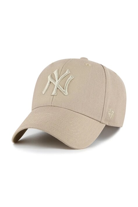 47 brand czapka z daszkiem z dodatkiem wełny MLB New York Yankees kolor zielony B-MVPSP17WBP-KHQ