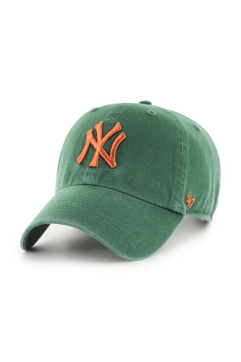 47 brand czapka z daszkiem bawełniana MLB New York Yankees kolor zielony B-NLRGW17GWS-DGA