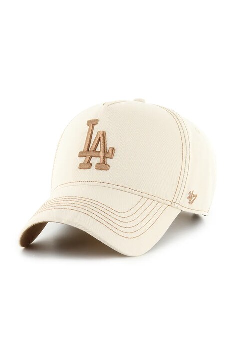 47 brand czapka z daszkiem bawełniana MLB Los Angeles Dodgers kolor beżowy B-CONDT12GWS-NT