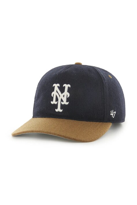 47 brand czapka z daszkiem z dodatkiem wełny MLB New York Mets kolor granatowy B-CHSHT16WIP-NY
