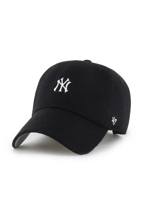 47 brand czapka z daszkiem z dodatkiem wełny MLB New York Yankees kolor czarny B-PBRCU17WIS-BK