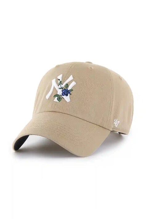 47 brand czapka z daszkiem bawełniana MLB New York Yankees kolor zielony B-THRNC17GWS-KHB