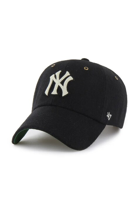 47 brand czapka z daszkiem z dodatkiem wełny MLB New York Yankees kolor czarny B-GLDAG17WIS-BK