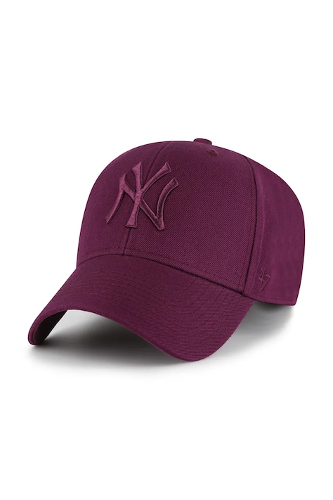 47 brand czapka z daszkiem z dodatkiem wełny MLB New York Yankees kolor fioletowy B-MVPSP17WBP-PJA