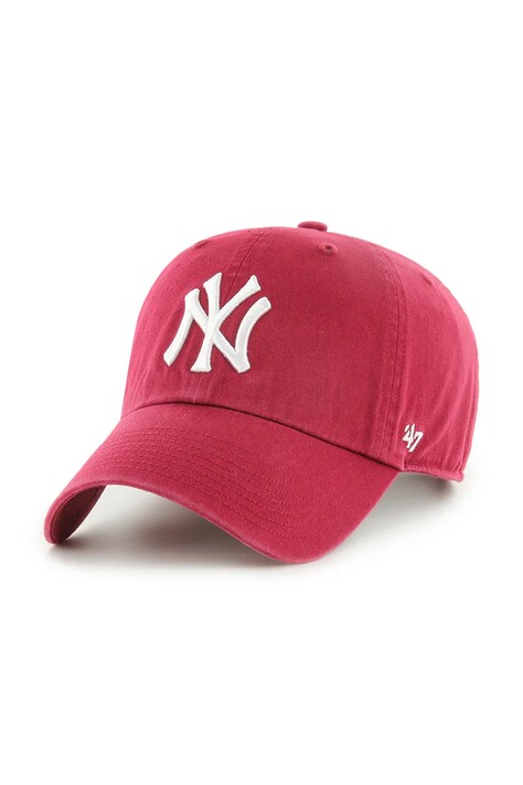 47 brand czapka z daszkiem bawełniana MLB New York Yankees kolor różowy B-RGW17GWSNL-DR