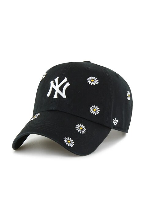 47 brand czapka z daszkiem bawełniana MLB New York Yankees kolor czarny B-SCTRC17GWS-BK