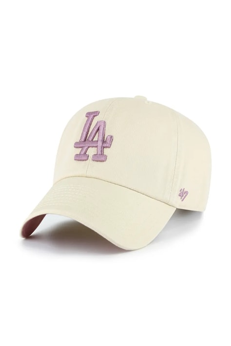 47 brand czapka z daszkiem bawełniana MLB Los Angeles Dodgers kolor beżowy B-BLPRK12GWS-K0