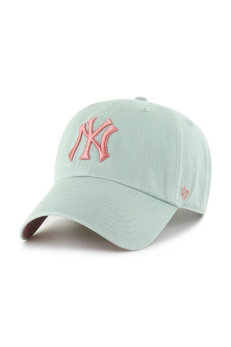 47 brand czapka z daszkiem bawełniana MLB New York Yankees kolor zielony B-BLPRK17GWS-K2