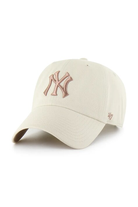 47 brand czapka z daszkiem bawełniana MLB New York Yankees kolor beżowy B-BLPRK17GWS-K0